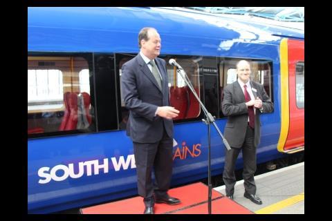 Transport Minister Stephen Hammond and SWT Managing Director Tim Shoveller launched the 10-car trains at Waterloo on March 7.
